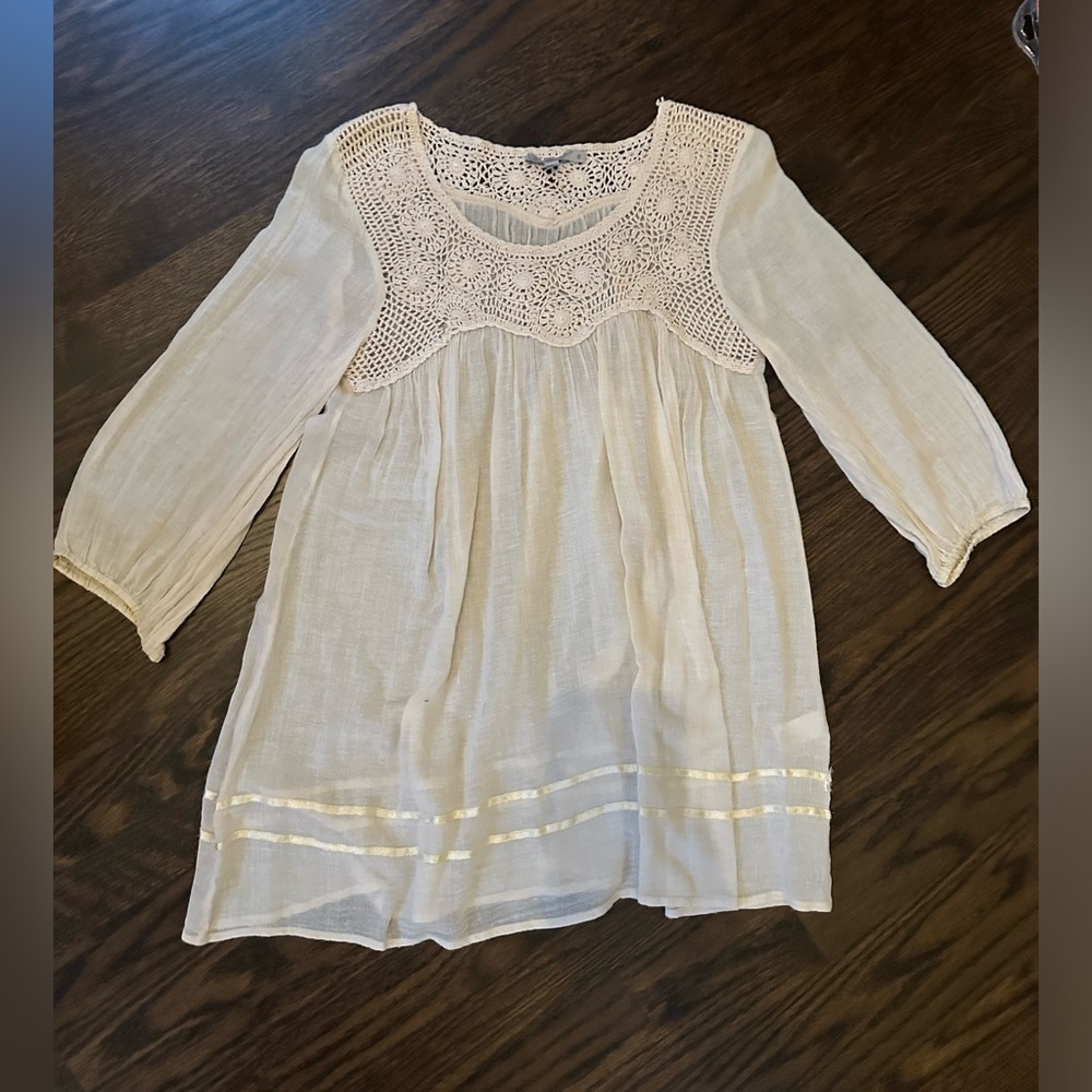 Calypso linen cover up in beige. Size 0. Excellent condition